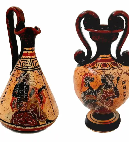 Set of 2 Ancient Greek Pottery Vases – 13cm