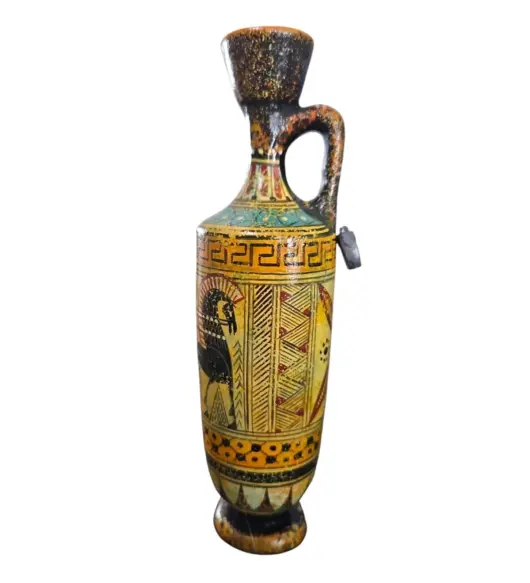 Handmade Greek Pottery Vase – Olympian Gods Theme (6.5 in)