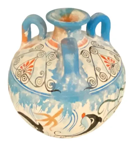 Greek Pottery Vase – 3-Handled Amphora (16cm)