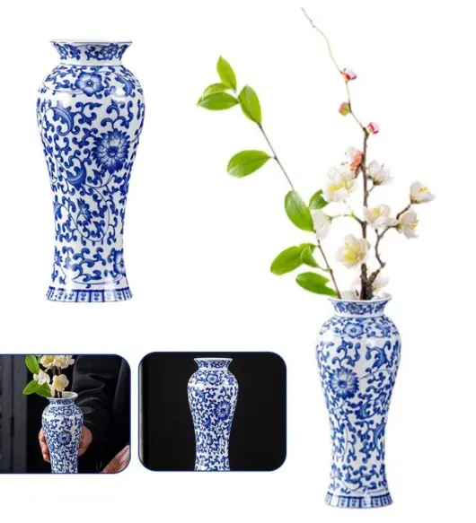 Vintage Blue and White Porcelain Vase – Retro Ceramic Home Decor